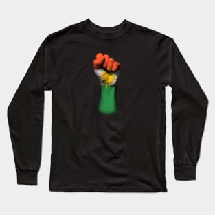 Flag of Kurdistan on a Raised Clenched Fist Long Sleeve T-Shirt